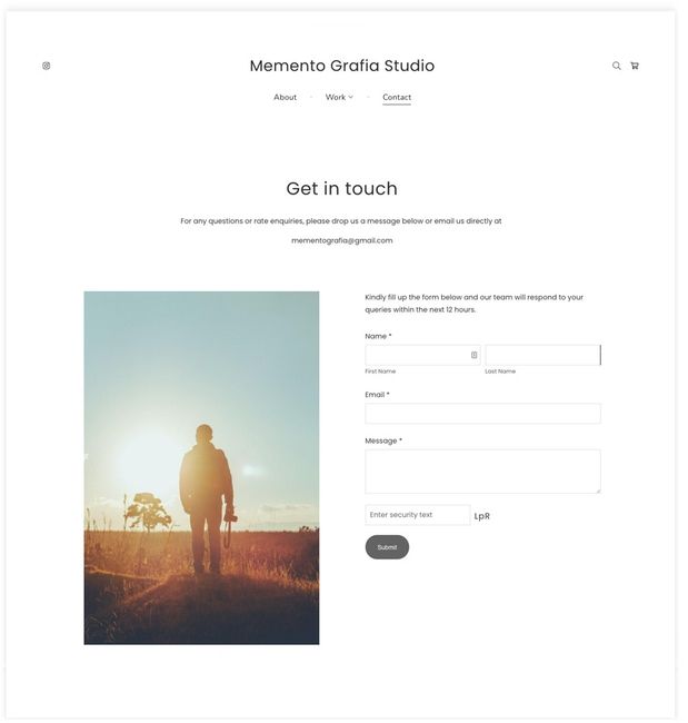 Strona danych kontaktowych Memento Grafia Studio