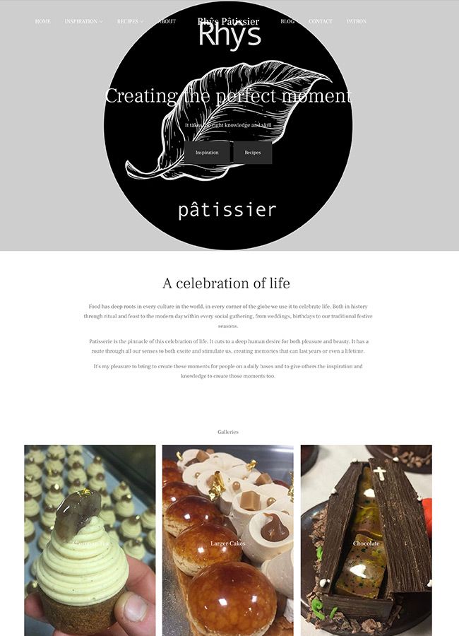 Sito web del ristorante Rhys Patissier