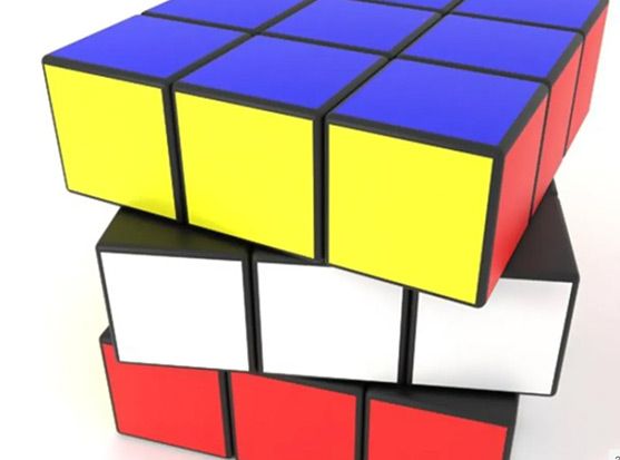 Impression Brevetée Rubik's Cube Vintage Cadre Bois Noir Biseauté 20x25cm