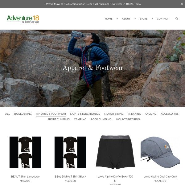 Witryna e-commerce Adventure18