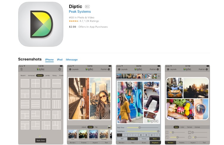 App per la creazione di collage diptici