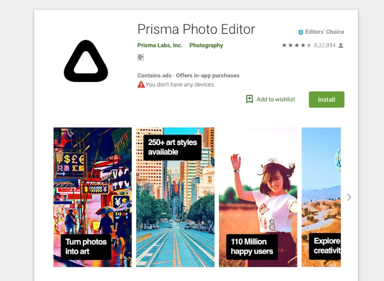 Aplikacja Prisma Photo Editor