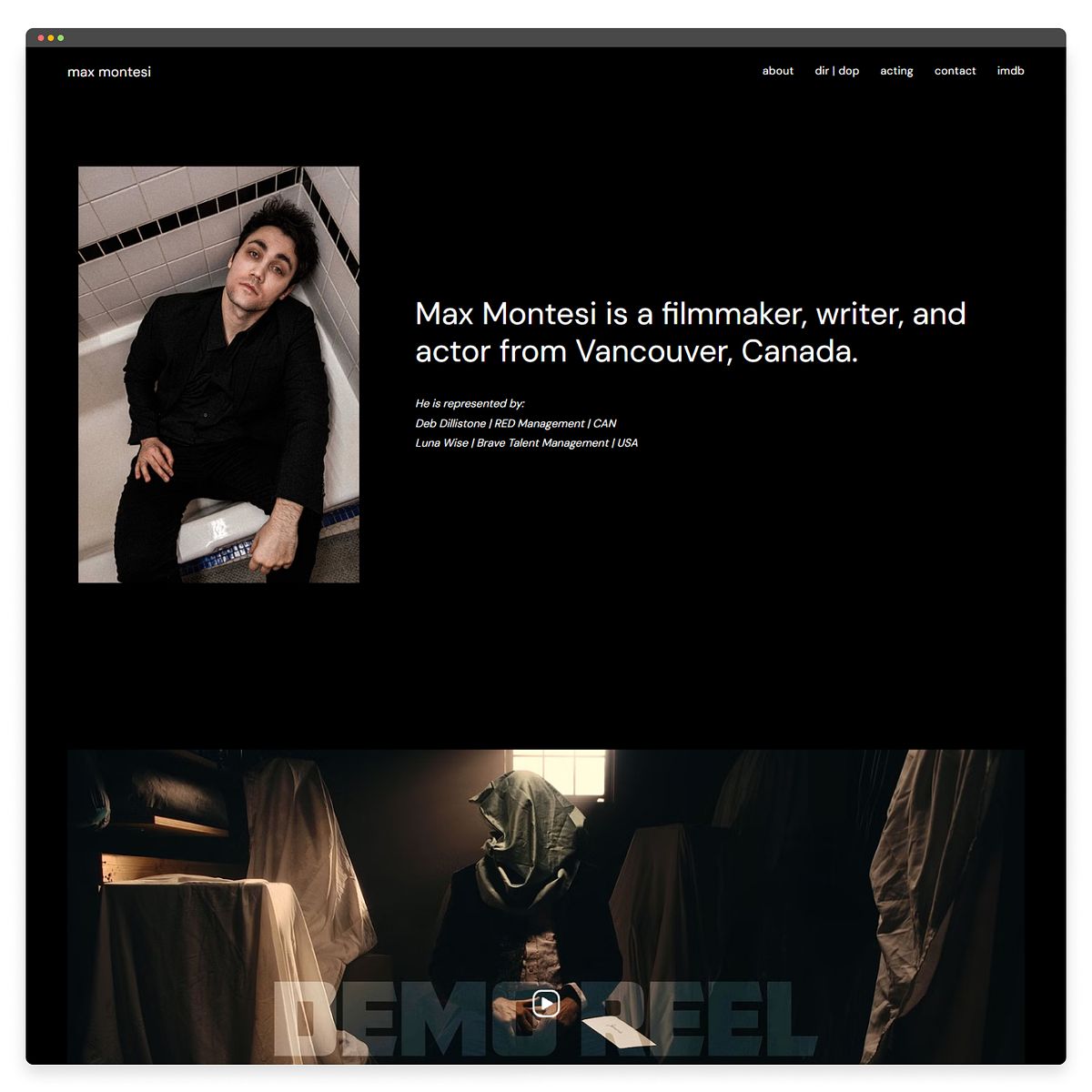 Max Montesi online acting portfolio