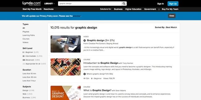 Платформа курсов графического дизайна Lynda.com
