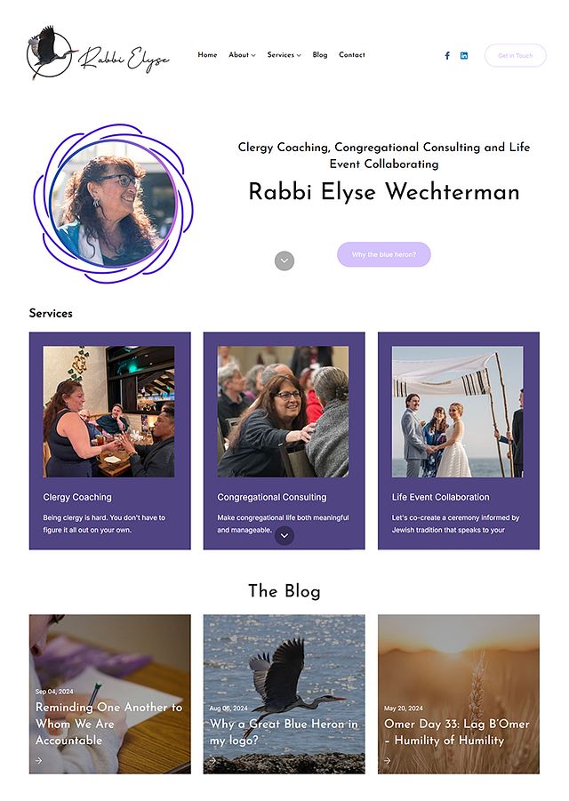 Esempi di siti web del portfolio del rabbino Elyse Wechterman