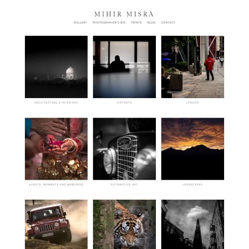 Exemplos de sites do portfólio Mihir Misra