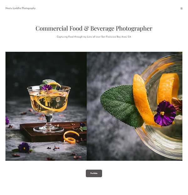 Neetu - Sito web di portfolio di fotografi di cibo commerciale - pixpa