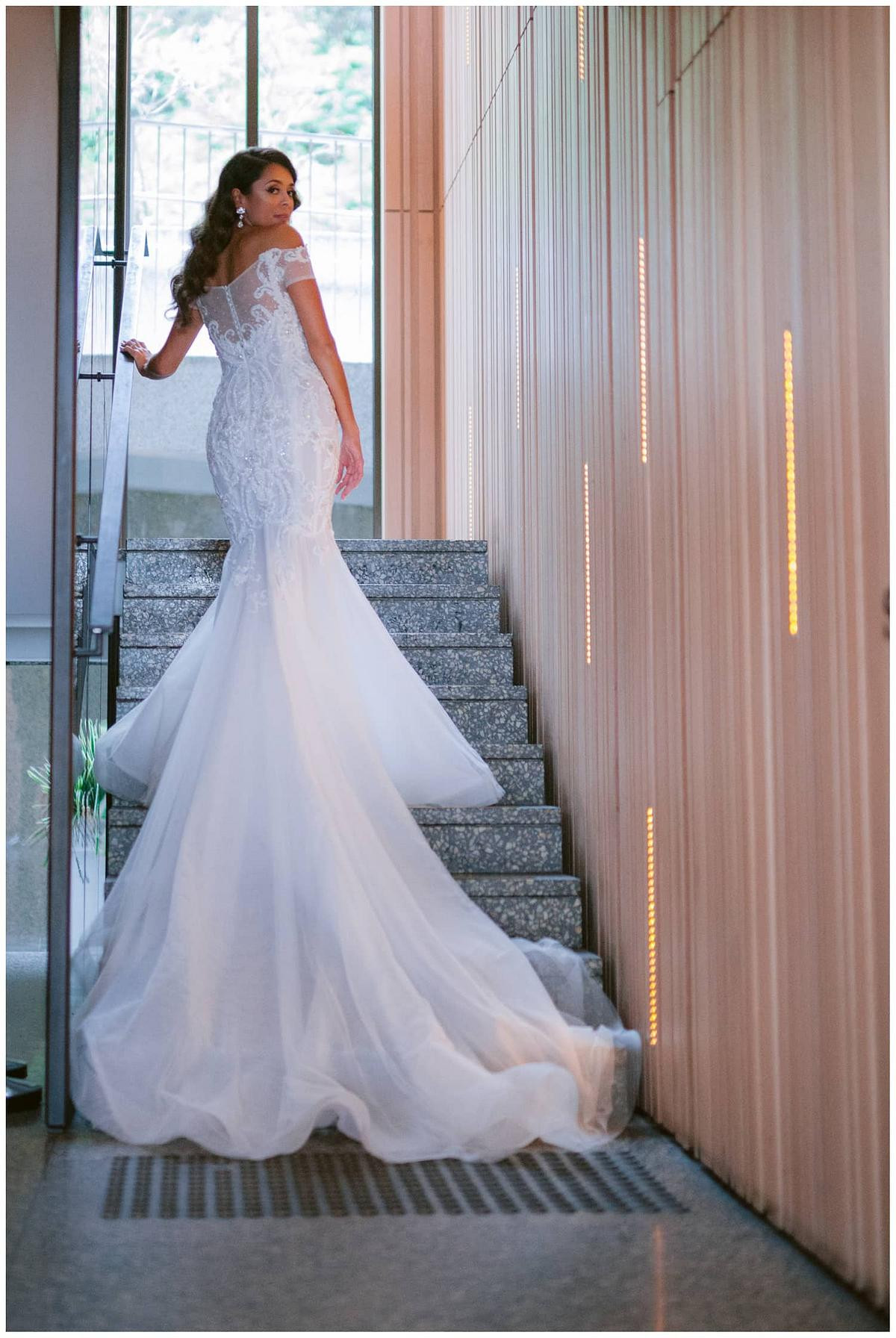 Bride and her stunning wedding dress at Sergeants Mess Mosman.