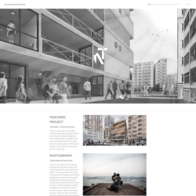 diseño de sitio web de arquitectura minimalista